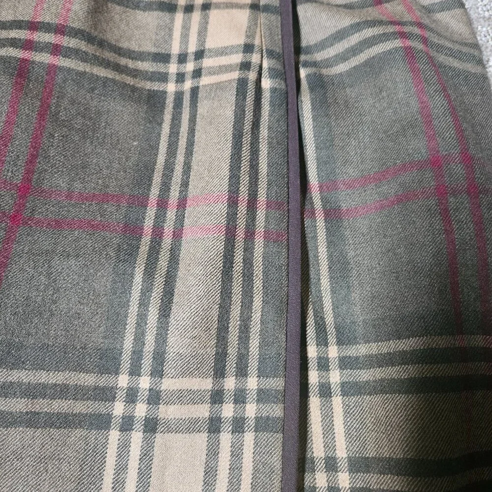 VTG Talbots Midi Skirt 100% Wool Women's SZ 14 Plaid Gray Preppy Academia Work - Picture 4 of 12